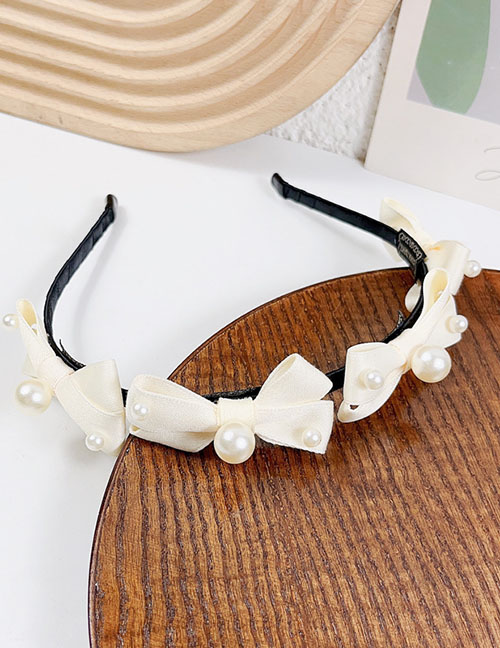 Fashion White Pearl Bow Headband