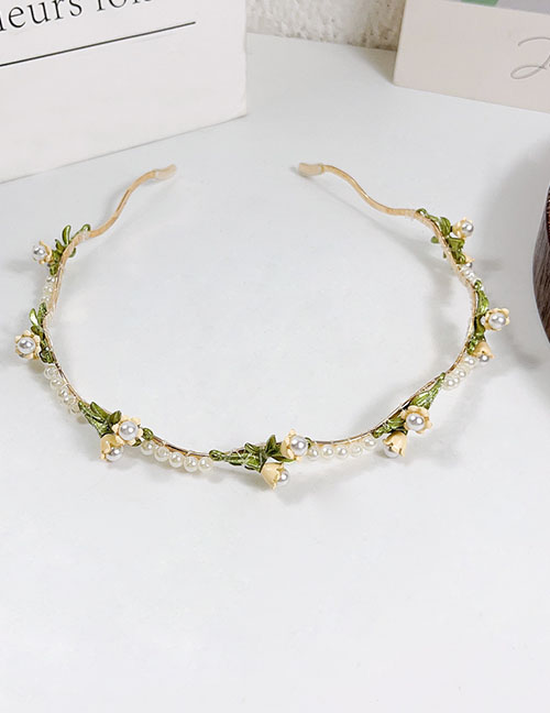 Fashion Small Flower Headband Powder Pearl Flower Leaf Headband