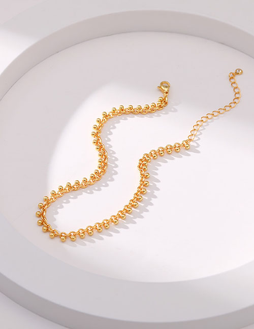 Fashion Gold Gold Plated Copper Transfer Bead Chain Anklet