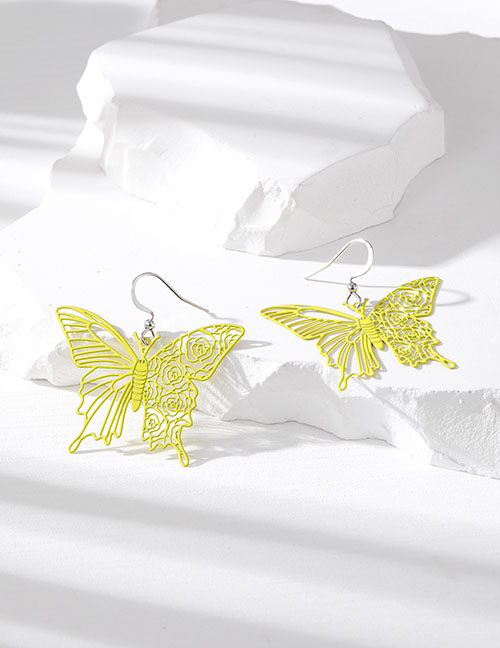 Fashion Yellow Butterfly Metal Butterfly Earrings