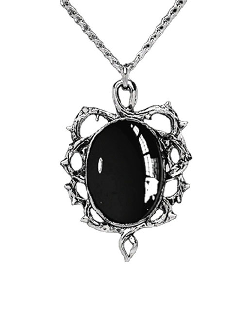 Fashion Black Metal Oval Necklace