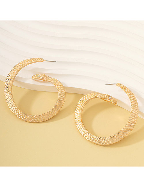 Fashion Gold Metal Texture C Snake Stud Earrings