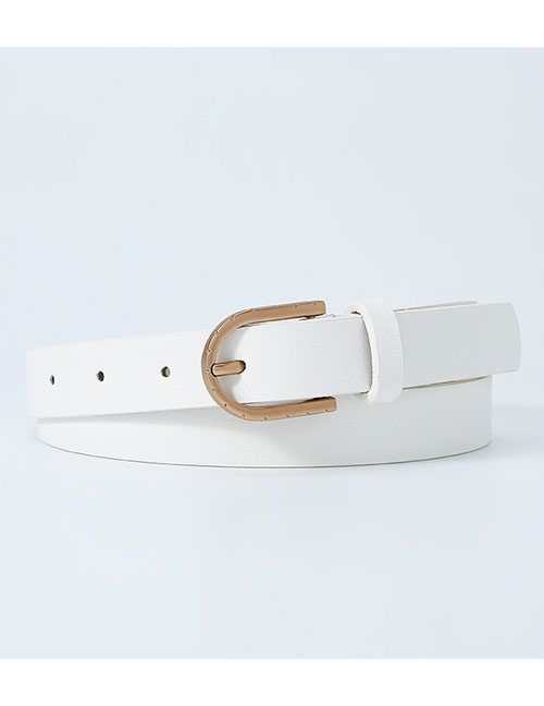 Fashion White Pu Pin Buckle Wide Belt