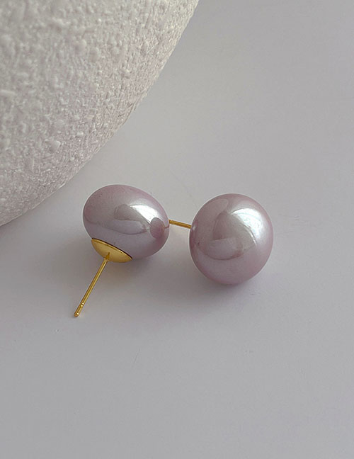 Fashion Pink Purple Pearl Round Pearl Stud Earrings