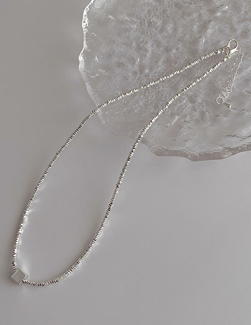 Fashion Box Irregular Crushed Silver Beaded Necklace