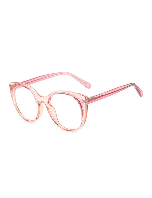 Fashion Pink Frame Pc Cat Eye Large Frame Flat Mirror Glasses