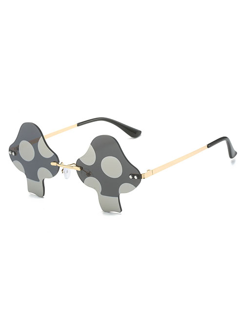 Fashion Black And Gray Flakes Pc Mushroom Rimless Sunglasses