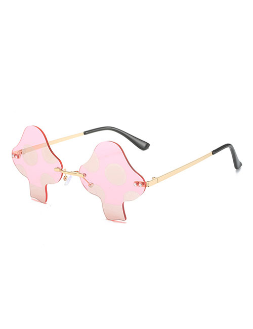 Fashion Pink Flakes Pc Mushroom Rimless Sunglasses