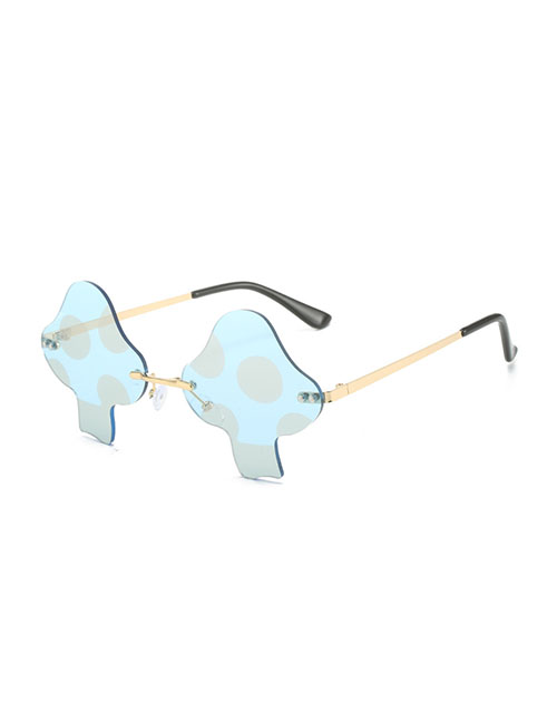 Fashion Light Blue Film Pc Mushroom Rimless Sunglasses