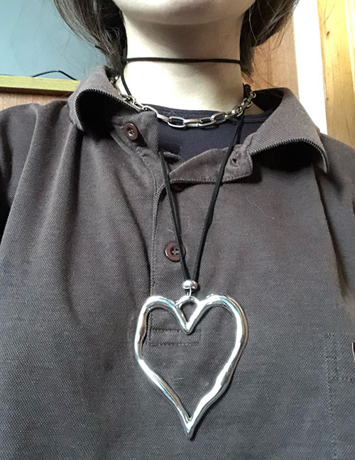 Fashion Silver Alloy Geometric Heart Necklace