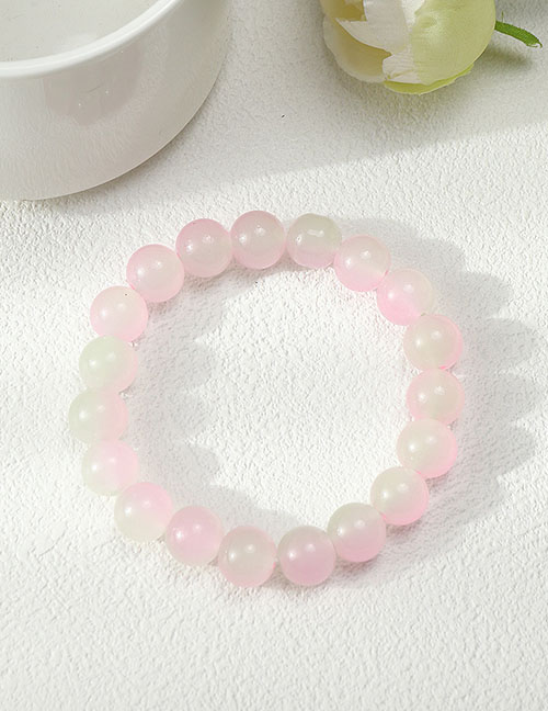 Fashion Pink And White Gradient Ball Bead Bracelet