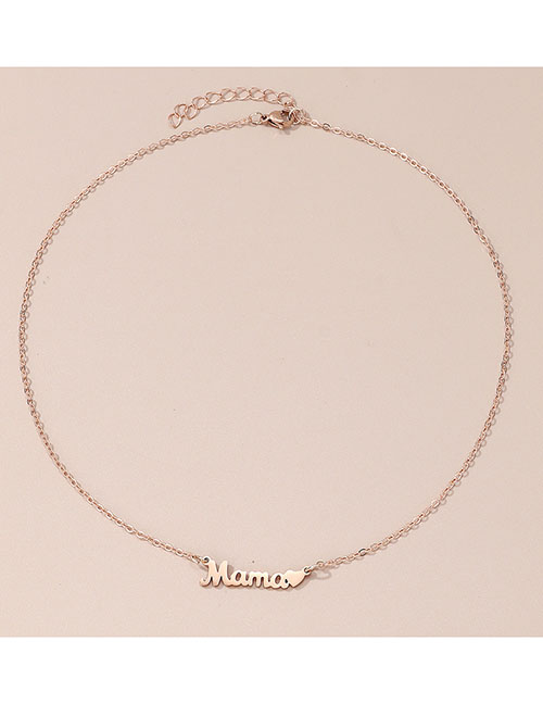 Fashion Rose Gold Alloy Geometric Letter Mama Heart Necklace