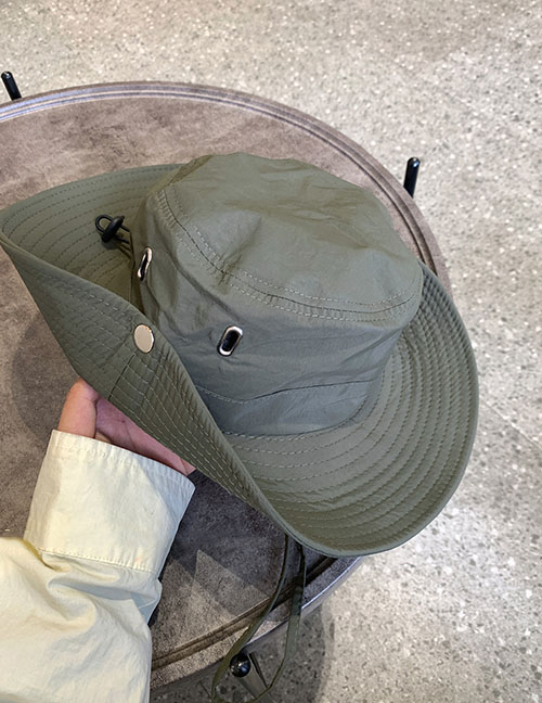 Fashion Army Green Acrylic Large Brim Roll-up Sun Protection Mountaineering Hat