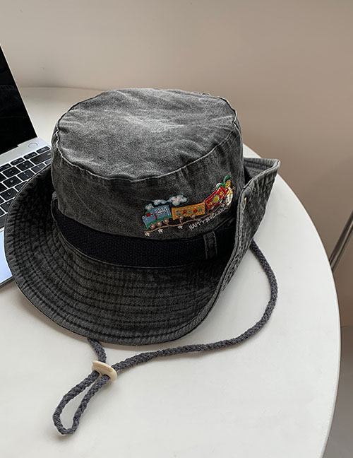 Fashion Washed Graphite Gray Cotton Washed Sunscreen Bucket Hat