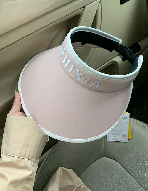 Fashion Light Pink Acrylic Large Brim Hollow Sun Hat