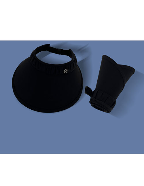 Fashion Classic Black Foldable Acrylic Hollow Top Large Brim Pleated Sun Hat