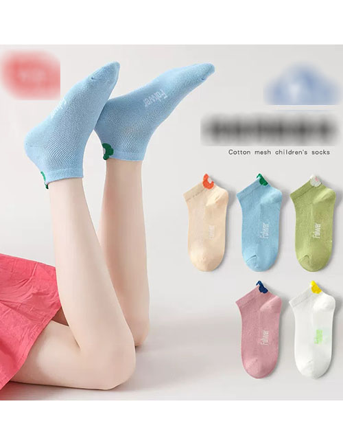 Fashion Heel Floret Mesh Socks [5 Pairs Of Spring And Summer Mesh] Cotton Printed Children's Socks
