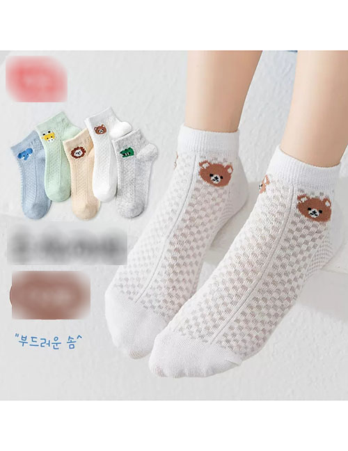 Fashion Animal Paradise [spring And Summer Mesh 5 Pairs] Cotton Printed Children's Socks