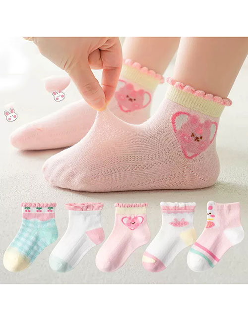 Fashion Mermaid Tutu [5 Pairs Of Spring And Summer Mesh] Cotton Printed Children's Socks