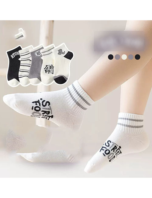 Fashion Sports R Model [soft Thin Cotton 5 Pairs] Cotton Printed Children's Socks