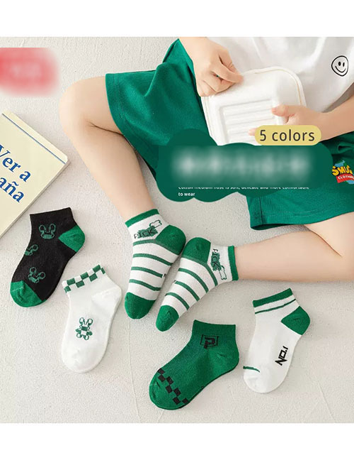 Fashion Trendy Bunny [5 Pairs Of Breathable Mesh] Cotton Printed Children's Socks