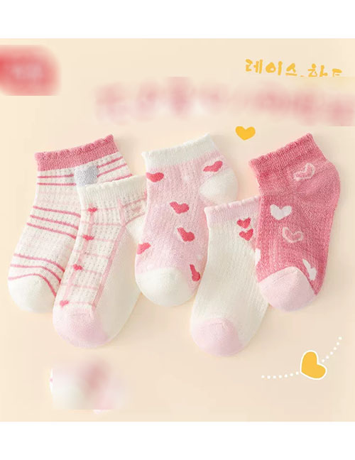 Fashion Lace Love [spring And Summer Mesh 5 Pairs] Cotton Printed Children's Socks