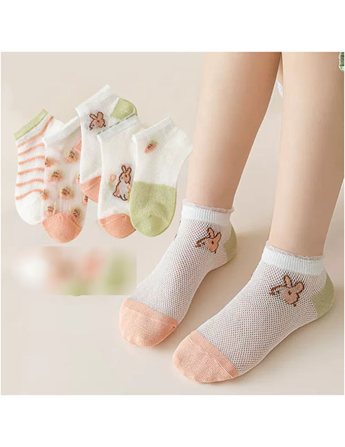 Fashion Lace Bunny [spring And Summer Mesh 5 Pairs] Cotton Printed Children's Socks