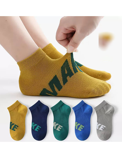 Fashion Make [spring And Summer Mesh 5 Pairs] Cotton Printed Children's Socks