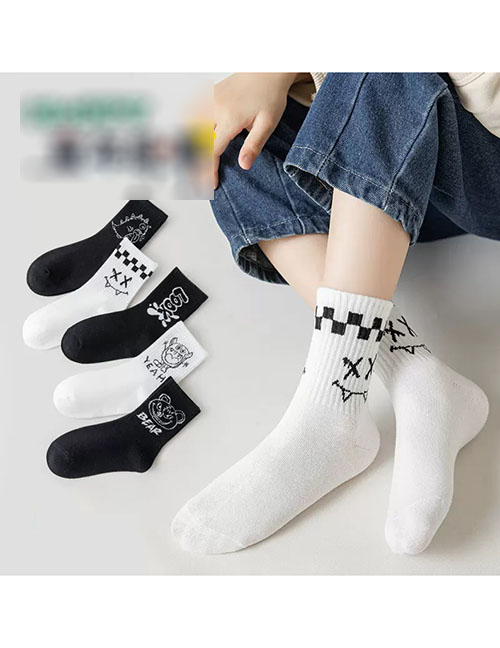 Fashion Chaofeng Little Monster【five Pairs Hardcover】 Cotton Printed Children's Socks