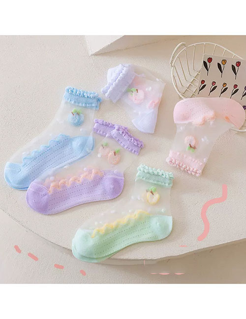 Fashion Apple Ice Stockings-5 Pairs Cotton Print Crystal Socks