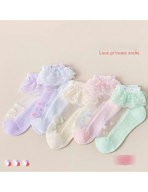 Fashion Lace Princess Ice Stockings-5 Pairs Cotton Print Crystal Socks