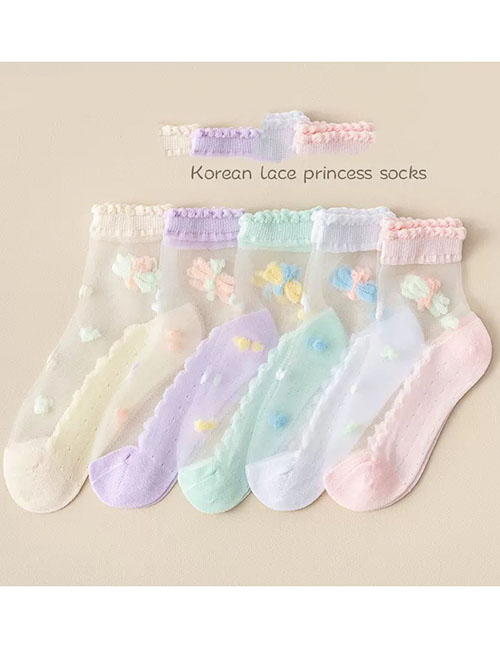 Fashion Dragonfly Ice Stockings-5 Pairs Cotton Print Crystal Socks