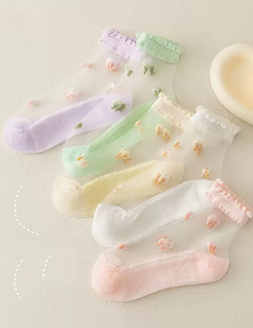Fashion Little Hoarfrost Stockings-5 Pairs Cotton Print Crystal Socks