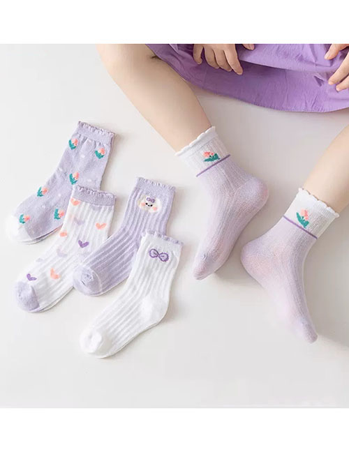 Fashion Loving Rabbit Mesh Socks-5 Pairs Cotton Printed Children's Socks