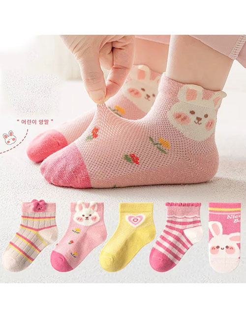 Fashion Milk Rabbit Love-5 Pairs Cotton Printed Children's Socks