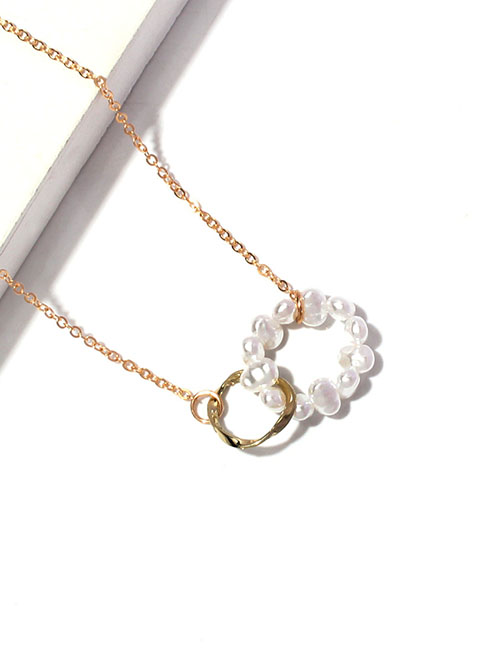 Fashion Gold Alloy Pearl Ring Necklace