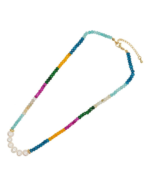 Fashion 2# Pearl Colored Rice Beads Beaded Necklace