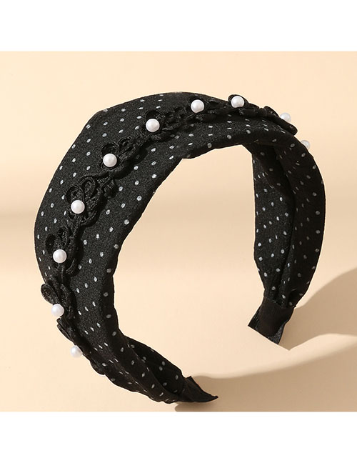 Fashion 4# Fabric Beaded Polka Dot Wide-brimmed Headband