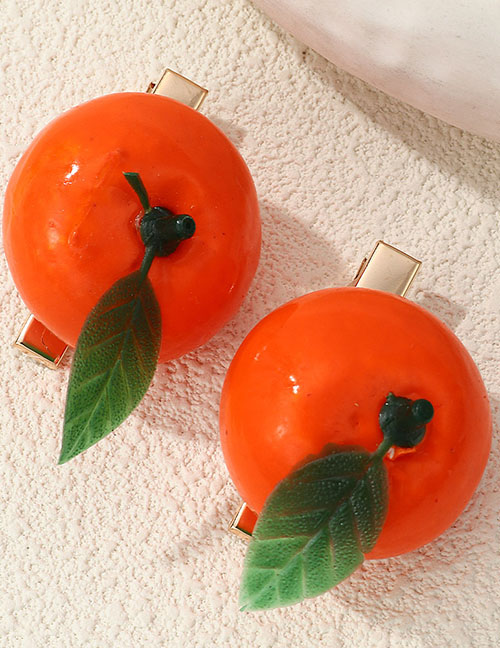Fashion Tangerine Simulated Fruit And Vegetable Hair Clips