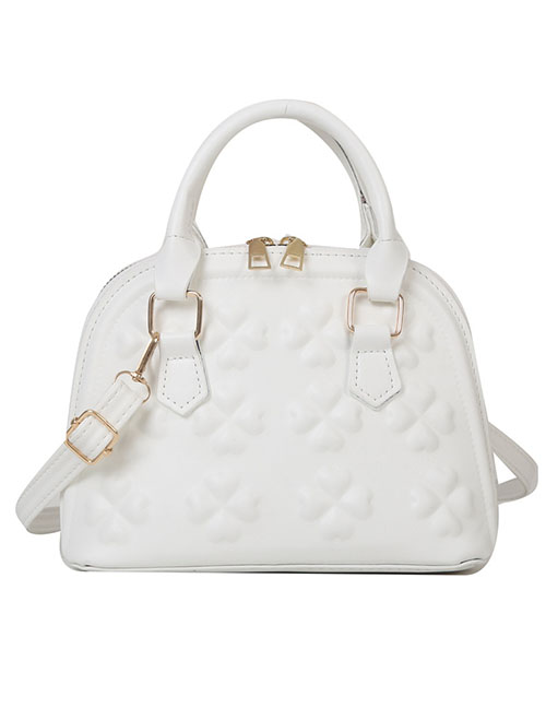 Fashion White Embossed Shell Large Capacity Crossbody Bag