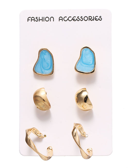 Fashion Blue Alloy Geometric Earring Set
