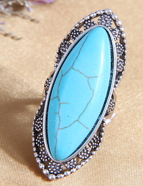 Fashion Blue Alloy Geometric Sapphire Ring