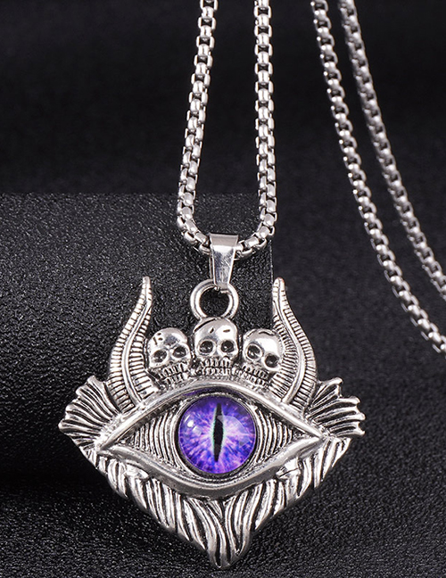 Fashion Purple Alloy Skull Eye Necklace