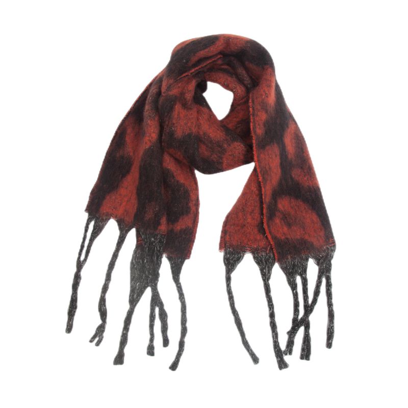 Fashion 03# Caramel Color Polyester Jacquard Thick Fringed Scarf