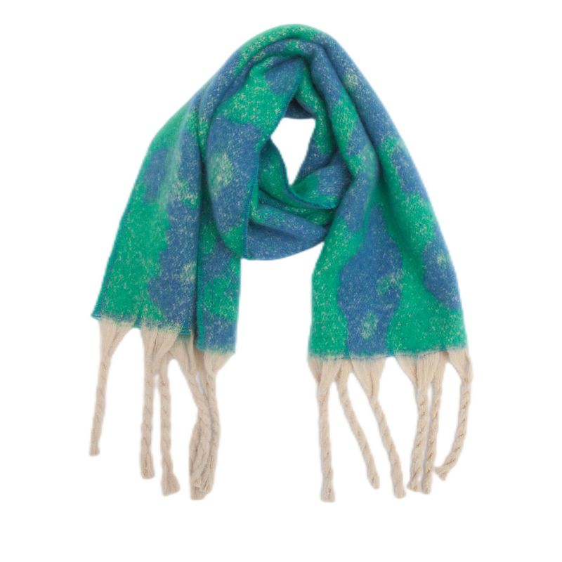 Fashion 08#green Polyester Jacquard Thick Fringed Scarf