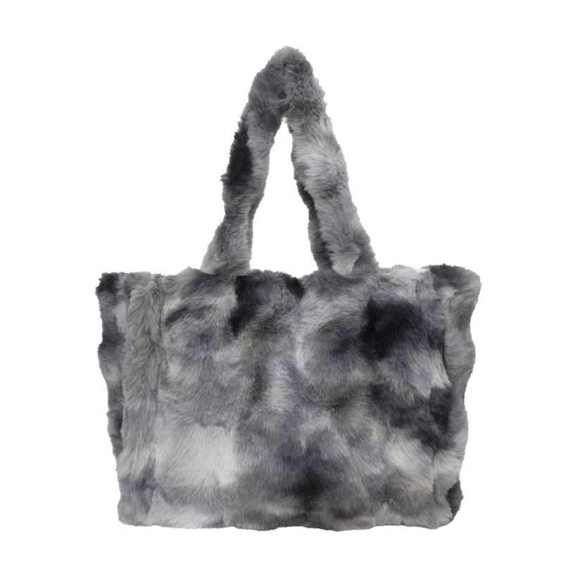 Fashion Grey Blue Plush Large Capacity Tote Bag