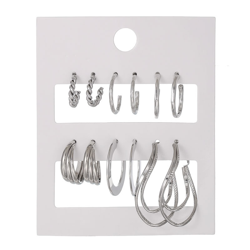 Fashion Silver Alloy Geometric Earring Set