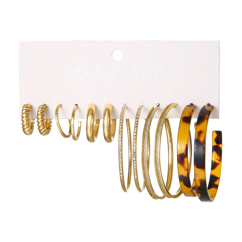 Fashion Gold Alloy Geometric Earring Set