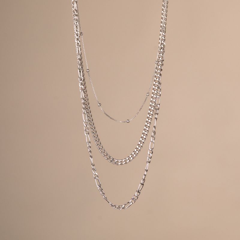Fashion Silver Metal Multi-layer Chain Necklace