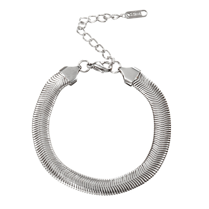 Fashion Silver Titanium Steel Snake Bone Chain Bracelet
